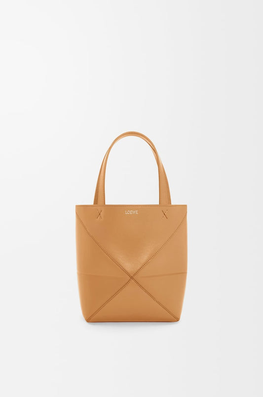 Loewe Mini Puzzle Fold tote in shiny calfskin